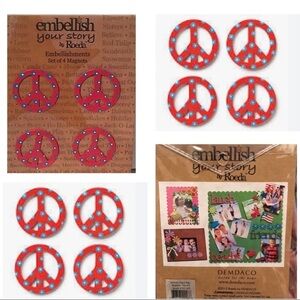 3/$25 🍄 NIP Embellish You Story Peace Sign Magnets 4 pack